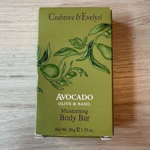 Crabtree & Evelyn Avocado Olive Basil Moisturizing Body Bar‎ 1.7 oz New In Box